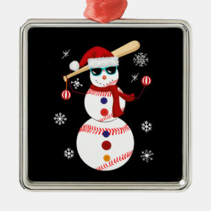 Jul Baseball Snögubbe Santa Hat Gift Julgransprydnad Metall