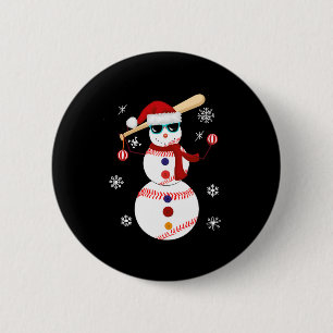 Jul Baseball Snögubbe Santa Hat Gift Knapp
