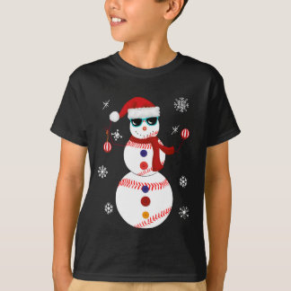 Jul Baseball Snögubbe Santa Hat Gift T Shirt