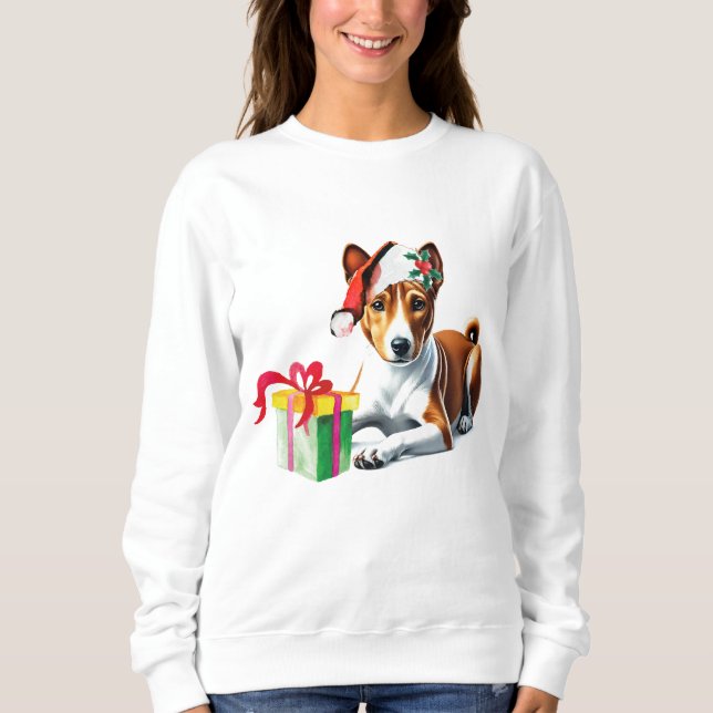Jul Basenji Hund Puppy T Shirt (Framsida)