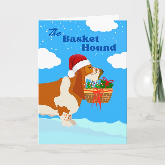 Jul - Basket Basset Hound med Basket Kort (Framsida)