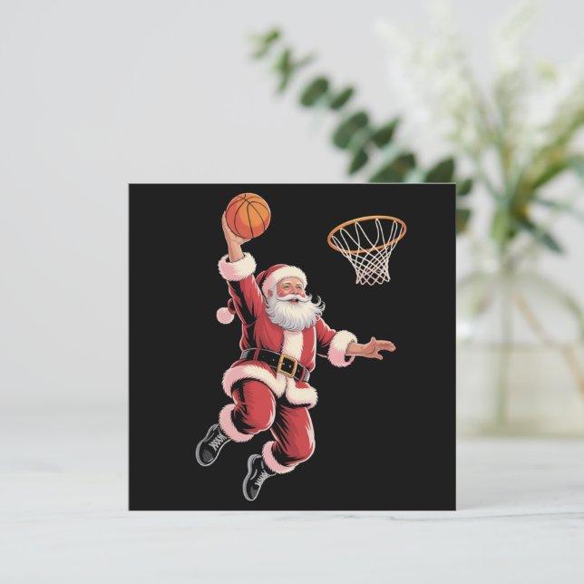 Jul Basket Sport Freak Tomte Spelar  Julkort (Stående Fram)
