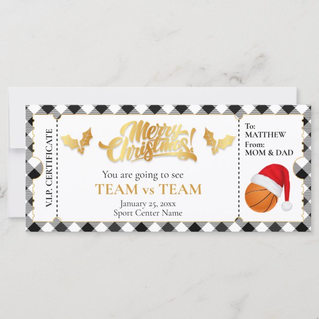 Jul Basketball Biljett, överraskning Gift Voucher (Framsida)