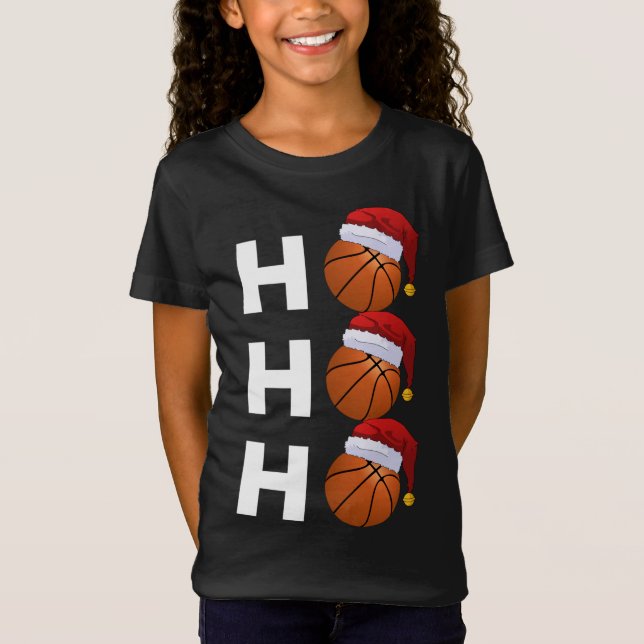 Jul Basketball Boll Santa Hat Funny Julafton T Shirt (Framsida)