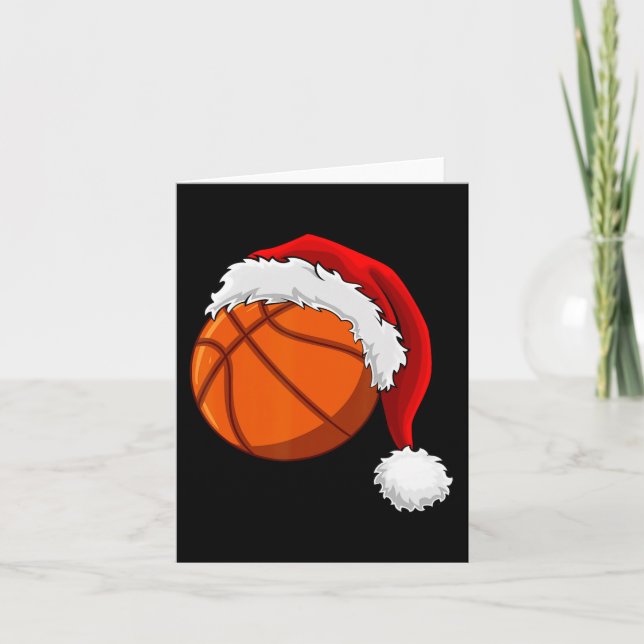 Jul Basketball Boll Santa Hat Manar Boys Sport Kort (Framsida)