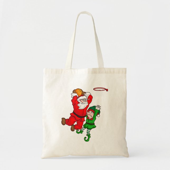 Jul Basketball Jultomten Slam dunk Elf-Roligten Tygkasse (Framsidan)