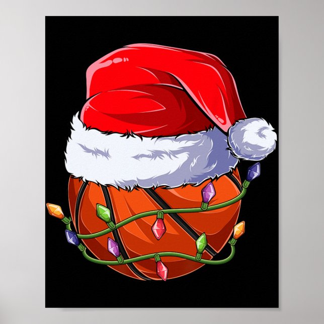 Jul Basketboll Pojke Kläder, Rolig Tomte Srt  Poster (Framsidan)