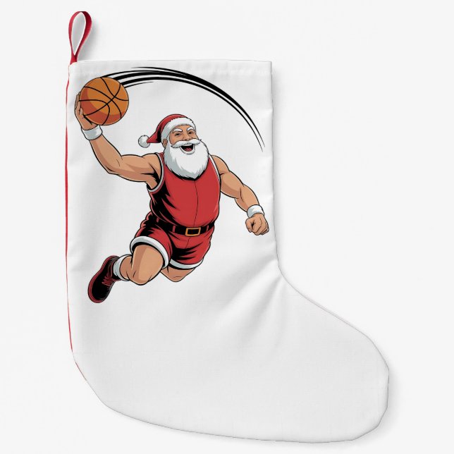 Jul Basketboll Spelande Tomte Sport  Liten Julstrumpa (Framsidan)