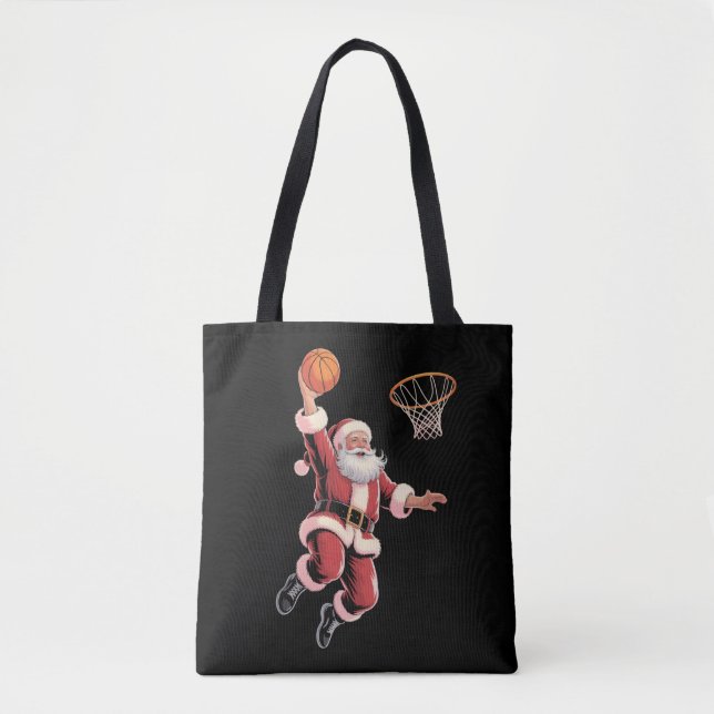 Jul Basketboll Sport Älskare Tomte Spelar  Tygkasse (Framsida)