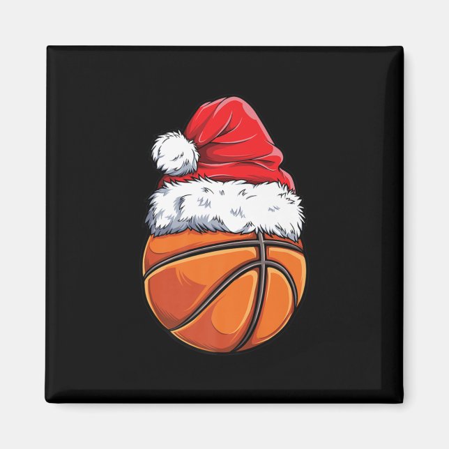Jul Basketbollboll Tomtehatt Rolig Sport Xm Magnet (Framsidan)
