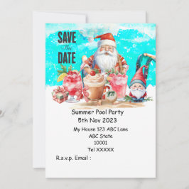 Jul Bassäng Party med Jultomten Drinks Inbjudningar