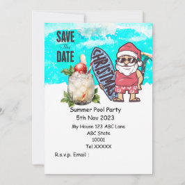 Jul Bassäng Party med Jultomten Drinks Inbjudningar