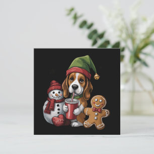 Jul Basset Hound Hund Tomte God Jul Julkort