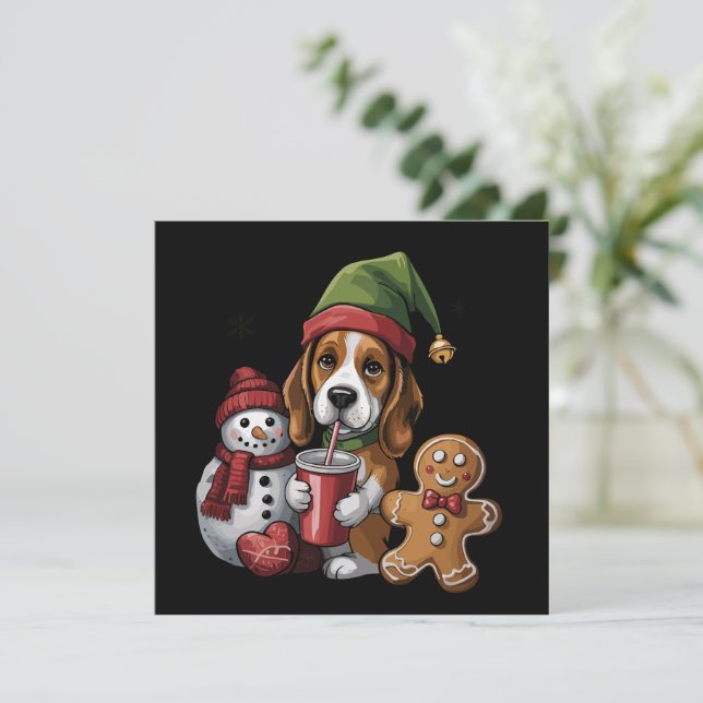 Jul Basset Hound Hund Tomte God Jul Julkort (Stående Fram)
