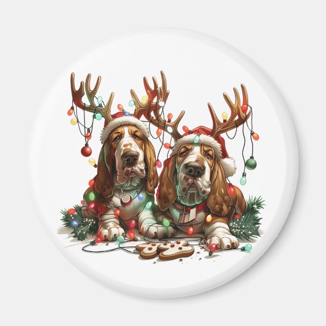 Jul Basset Hound Hundar Magnet (Framsidan)