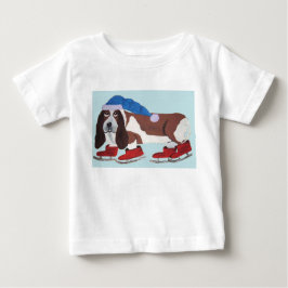Jul Basset Hound på skridskor T Shirt