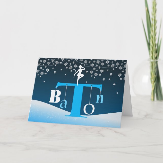 Jul, Baton Twirling, Baton Brev Träd Art Helgkort (Framsida)