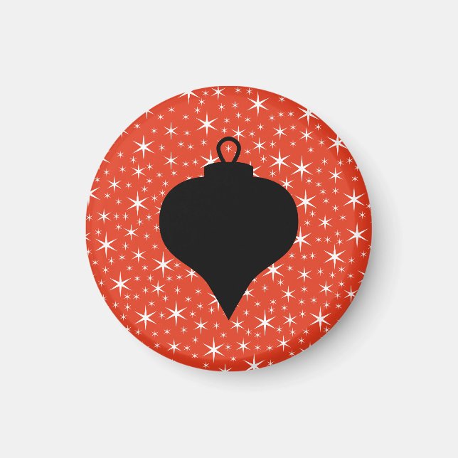 Jul Bauble Design i Black, Red and White. Magnet (Framsidan)