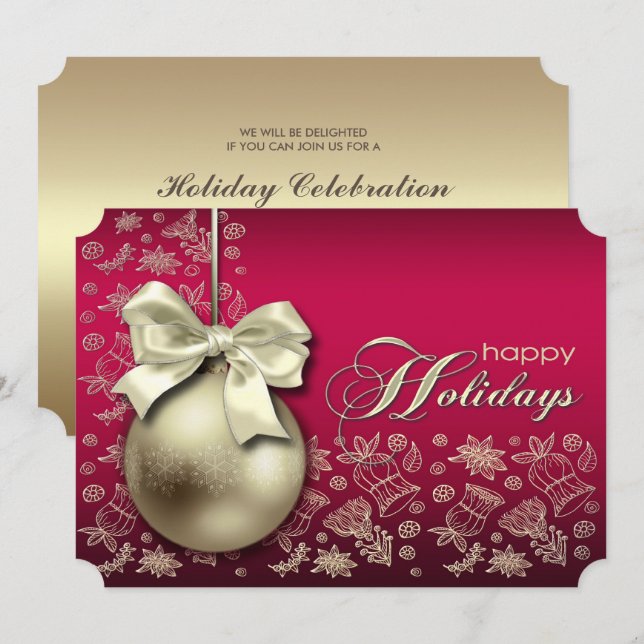 Jul Bauble-inbjudan till julfest Inbjudningar (Fram/baksida)