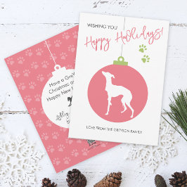 jul Bauble Italible Greyhound Hund Silhouette Julkort