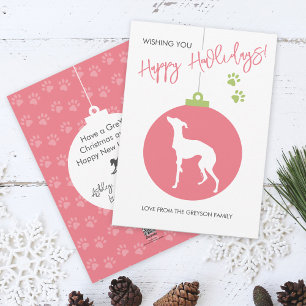 jul Bauble Italible Greyhound Hund Silhouette Julkort