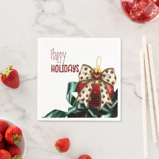 Jul Bauble med Cute Bow och Grönt Ribbon Pappersservett