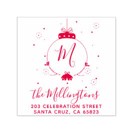 Jul Bauble Monogram Namn & Returadress Självfärgande Stämpel