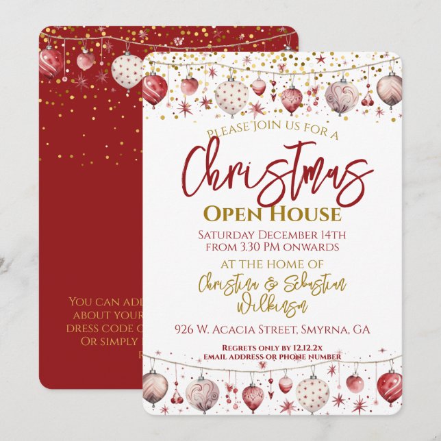 Jul Bauble Open House Inbjudningar (Fram/baksida)