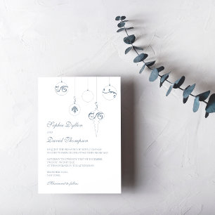 Jul Bauble Ornaments Ice Blue Bröllop Inbjudningar