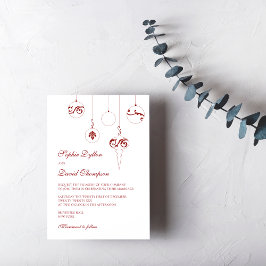 Jul Bauble Ornaments Winter Red Bröllop Inbjudningar