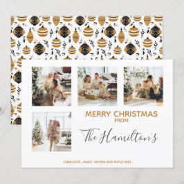 Jul Bauble Patterned 4 Photo Personlig Julkort