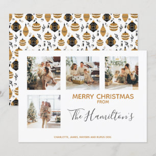 Jul Bauble Patterned 4 Photo Personlig Julkort