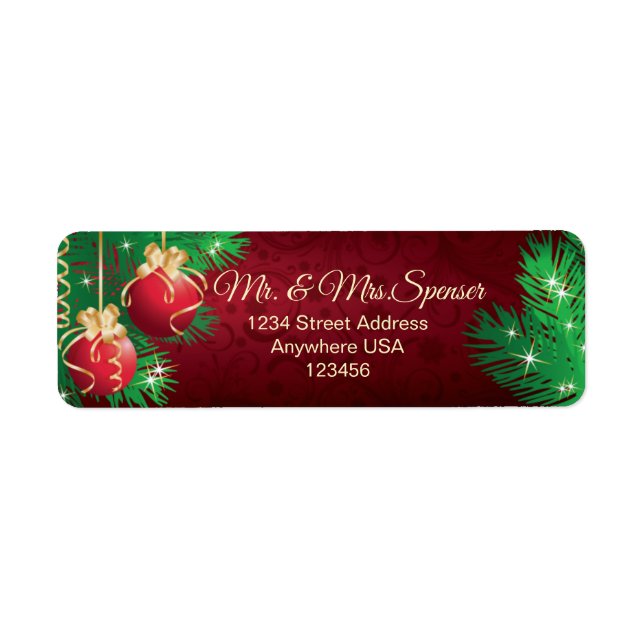 Jul Baubles Gräs Stars Returadress Etikett (Framsidan)