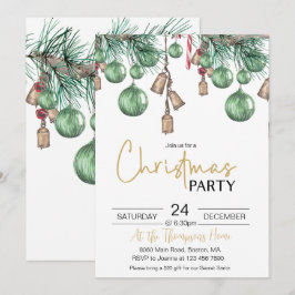 Jul Baubles Helgdag Dinner Party-inbjudan Inbjudningar