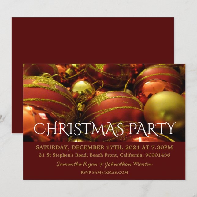 Jul Baubles jul Inbjudningar (Fram/baksida)