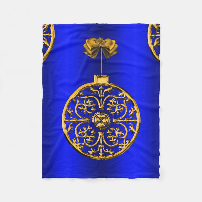 Jul Baubles på Blue Fleecefilt (Framsidan)