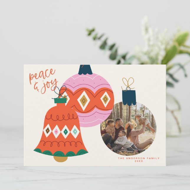 Jul Baubles Photo Card Inbjudningar (Stående Fram)