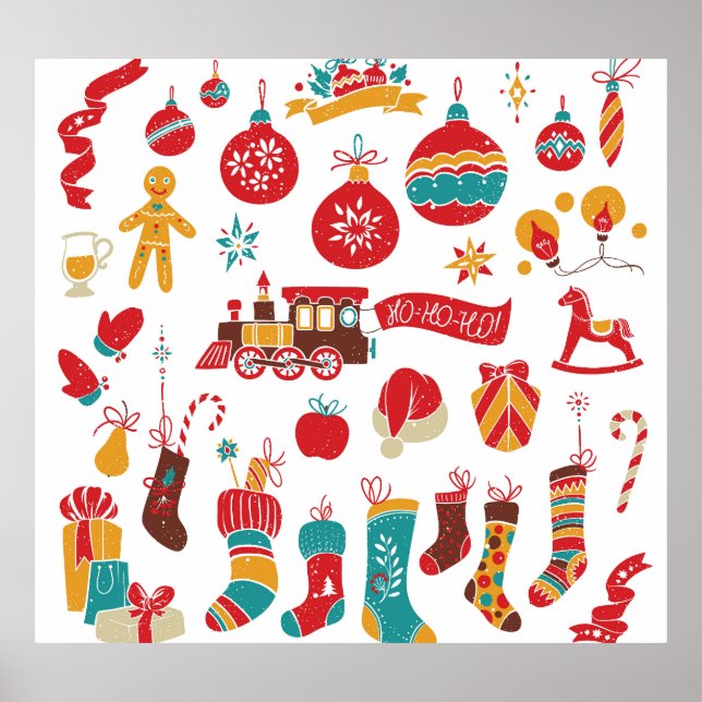 Jul Baubles: Snowy Vintage Set. Poster (Framsidan)