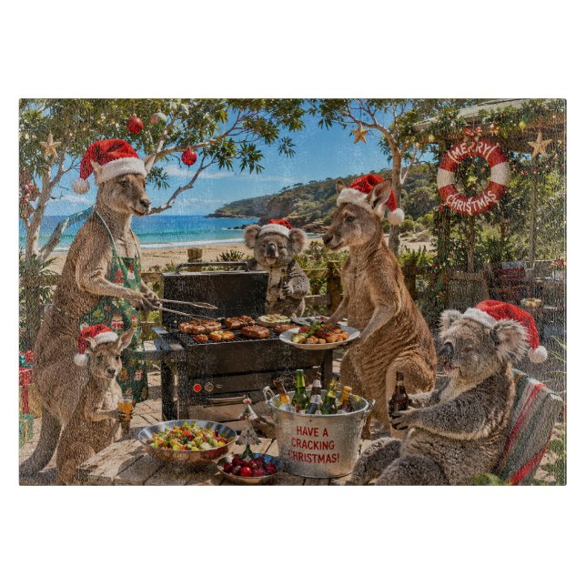 Jul BBQ vid havet med kängurus och koalor (Framsidan)