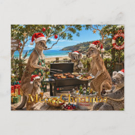Jul BBQ vid havet med kängurus och koalor Helg Vykort