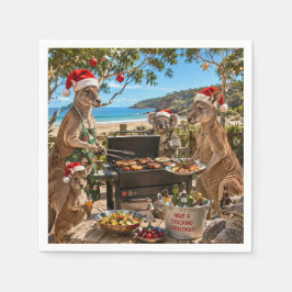 Jul BBQ vid havet med kängurus och koalor Pappersservett