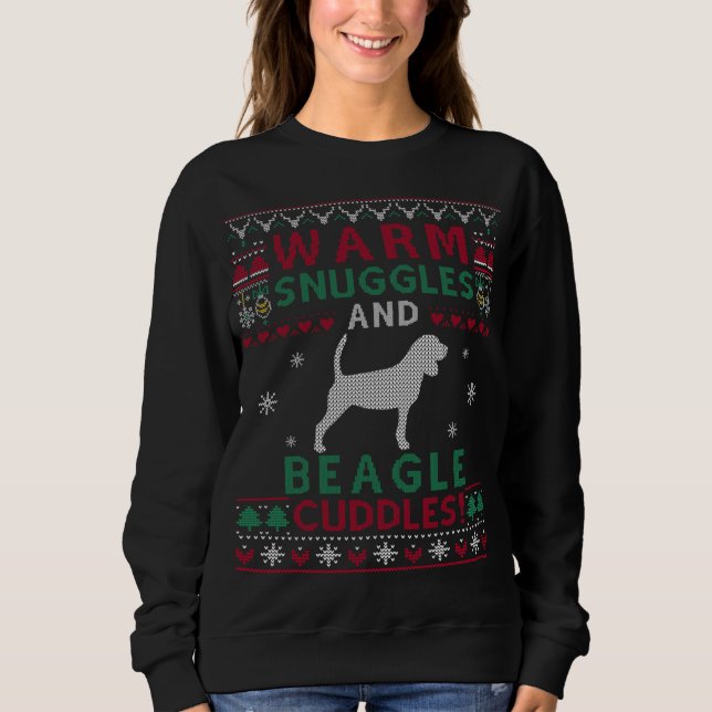 Jul Beagle Hund Ugly Sweater Stil T Shirt (Framsida)