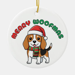 Jul Beagle Ornament: Merry Woofmas Julgransprydnad Keramik