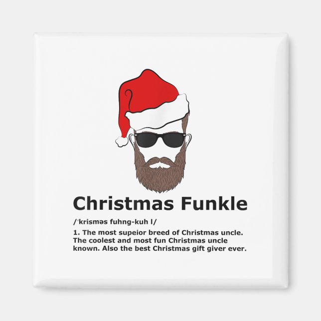 Jul Bearded Funkle Funny farbror Definition Magnet (Framsidan)