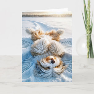 Jul Beared Collie Snö Angel Helgkort
