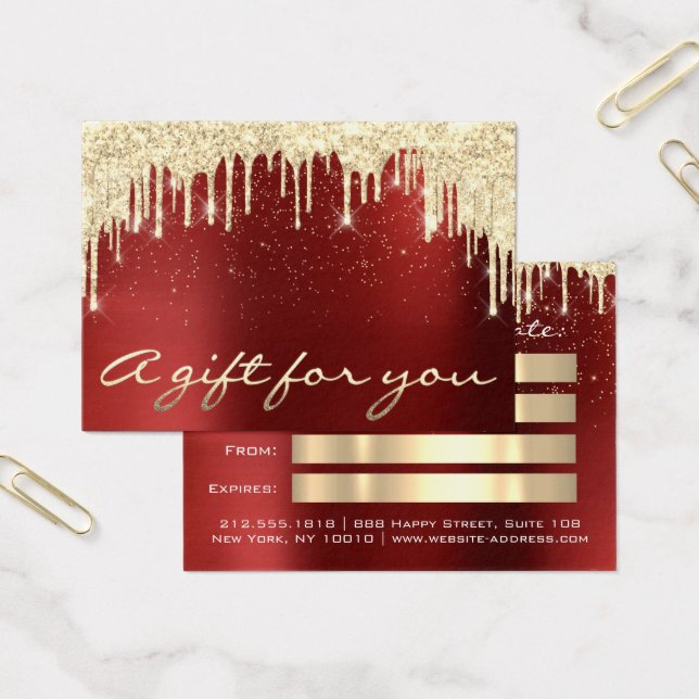 Jul Beauty Guld Confetti Gift Burgundy Red Visitkort (Kontor)