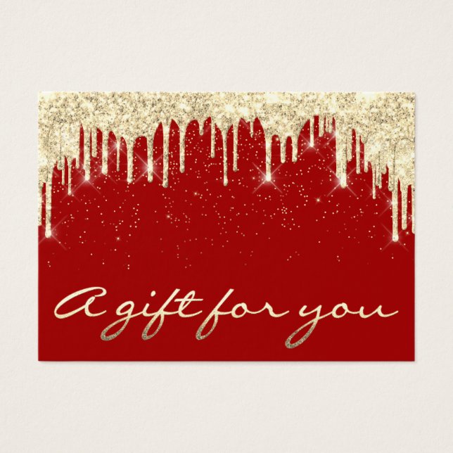 Jul Beauty Salon Hair Guld Confetti Gift Red Visitkort (Framsidan)