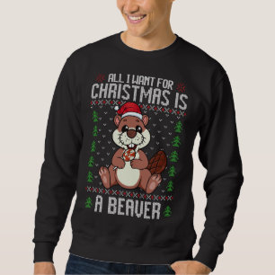 Jul Beaver Ugly Julafton Sweater jul Beave Lång Ärmad Tröja