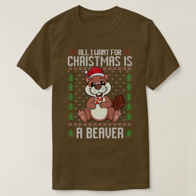 Jul Beaver Ugly Julafton Sweater jul Beave T Shirt (Design framsida)