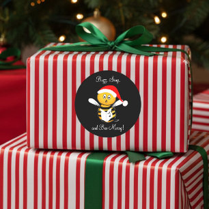 Jul Bee Sjungande Bee Glad! Runt Klistermärke
